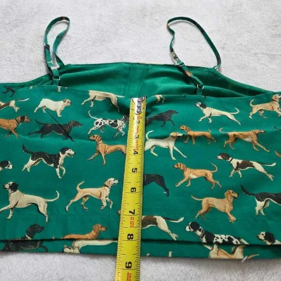 New M Maeve x Anthropologie Dog Print straight neck crop tank top in green - Picture 9 of 9